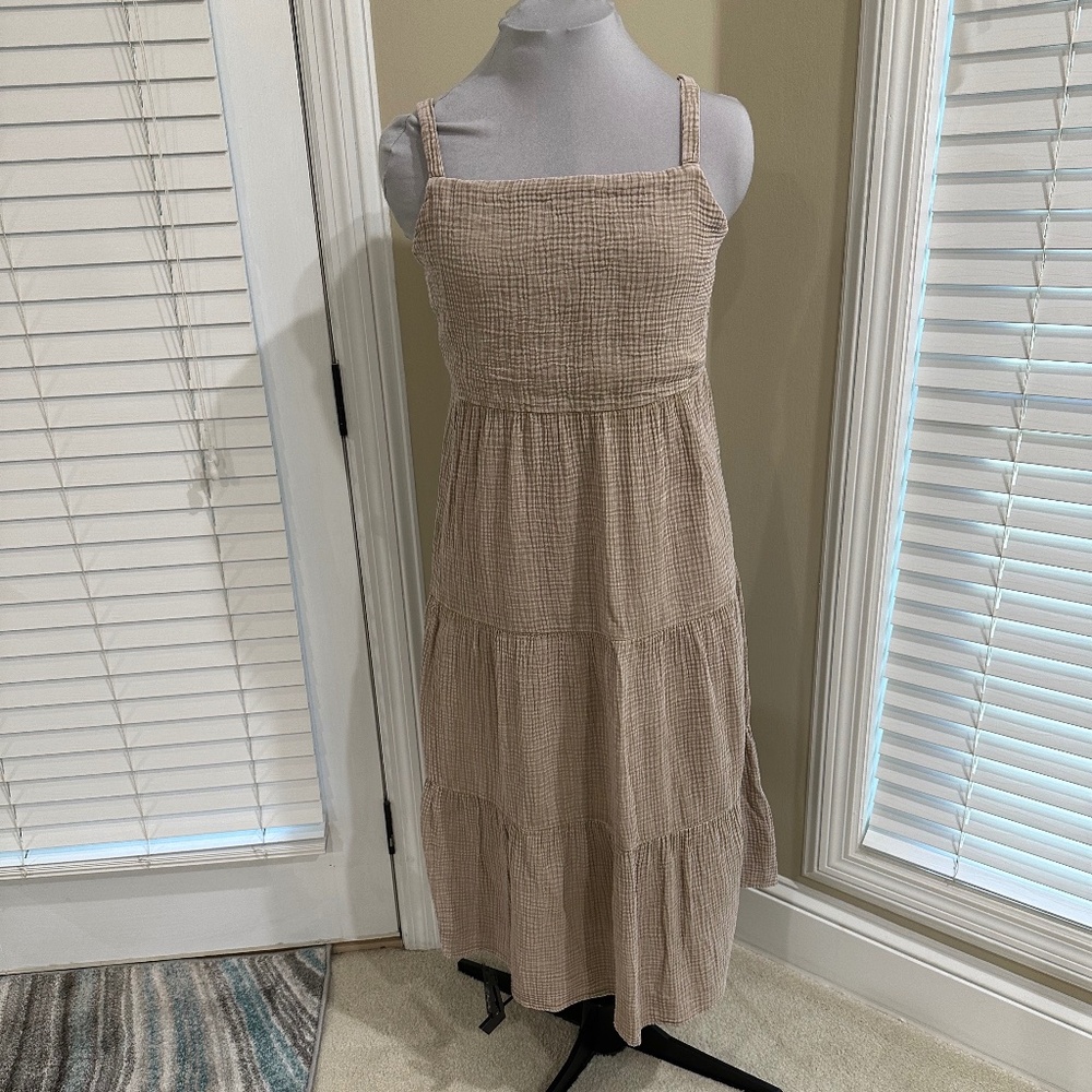 Z Supply Neutral Gauzy Sundress, Size L, Adjustable Straps